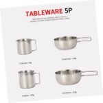 Camping Tableware Cooking Pot Cup Bowl Set 5-Piece Camping Pan Set Outdoor Supplies Stainless Steel Cookware