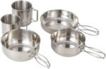 Camping Tableware Cooking Pot Cup Bowl Set 5-Piece Camping Pan Set Outdoor Supplies Stainless Steel Cookware