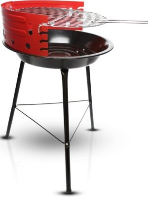 16-inch Portable Barbecue Grill with 4 Levels for Flame Control – Dual Venting System – Small Charcoal Grill for Backyard, Camping, Boat