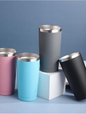 Gray 20oz Stainless Steel Vacuum Insulated Tumbler, Car Travel Coffee Mug Gift Set