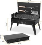 Portable Charcoal Grill - Adjustable Heights, Convenient Cover Design, Iron Construction - Ideal for Outdoor Cooking Adventures-Small Charcoal Grill, Camping Stuff, Foldable Grill