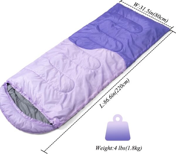 Sleeping Bag - 3 Seasons for Adults Kids Boys Girls Camping Hiking - Warm Cold Weather Lightweight Portable with Compression Bag for Backpacking in Spring, Summer, Fall and Winter