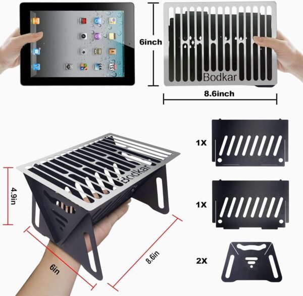 Charcoal Grill, Portable BBQ Smoker - Lightweight Tabletop Outdoor Grill for Camping, Picnics, Garden, Beach Parties - 6"*4.6"*4.9