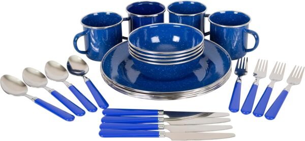 24-Piece Enamel Camping Tableware Set