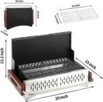 Portable Charcoal Grill, Tabletop Foldable Barbeque Grill, Stainless Steel Notebook Grill, Small BBQ Grill for Outdoor Cooking Backyard Camping Traveling Picnics Beach
