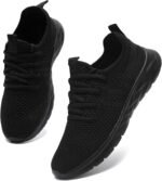 Lightweight Trainers, Sports Shoes, Women Trainers, Breathable Indoor Shoes, Summer Shoes, Running Shoes, Outdoor for Fitness, Tennis, Jogging, Comfortable Road Running Shoes, All black, 8 US