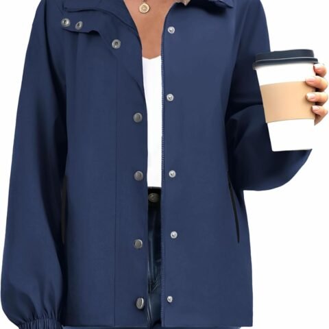 Women Waterproof Rain Jacket With Hood - Lightweight Windbreaker Raincoat With Pockets for Outdoor