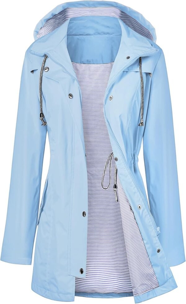 Raincoat Women Waterproof Long Hooded Trench Coats Lined Windbreaker Travel Jacket S-XXL