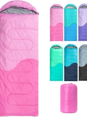 Sleeping Bag - 3 Seasons for Adults Kids Boys Girls Camping Hiking - Warm Cold Weather Lightweight Portable with Compression Bag for Backpacking in Spring, Summer, Fall and Winter