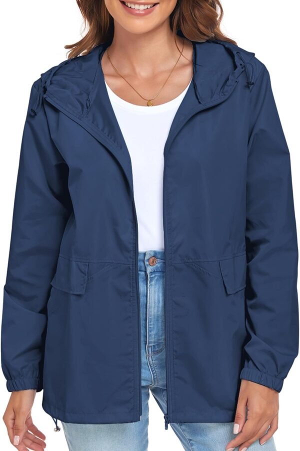 Women Lightweight Raincoat Waterproof Packable Outdoor Windproof Hooded Active Rain Jacket S-XXL