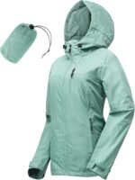 Packable Rain Jacket Women Lightweight Waterproof Raincoat with Hood Cycling Bike Jacket Windbreaker