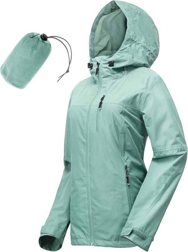 Packable Rain Jacket Women Lightweight Waterproof Raincoat with Hood Cycling Bike Jacket Windbreaker