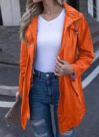 Rain Jacket Women Striped Lined Hooded Lightweight Raincoat Outdoor Waterproof Windbreaker