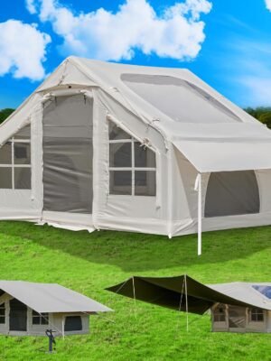 Inflatable Tent with Pump, 2-4-6 Person Instant Glamping Camping Tents House, Easy Setup Blow Up Family Tents for 4 Seasons Waterproof Inflatable Tent for Camping with Mesh Windows.