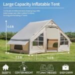 Inflatable Tent with Pump, 2-4-6 Person Instant Glamping Camping Tents House, Easy Setup Blow Up Family Tents for 4 Seasons Waterproof Inflatable Tent for Camping with Mesh Windows.