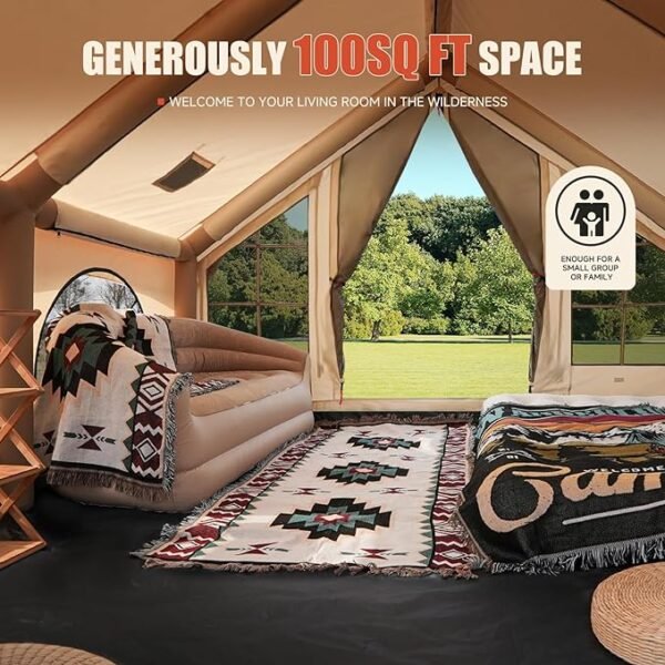 Inflatable Camping Tent, Flagship Waterproof Glamping Tent 5 MINS Instant Setup Blow Up Tents, Bathtub-Style  Base Air Tents