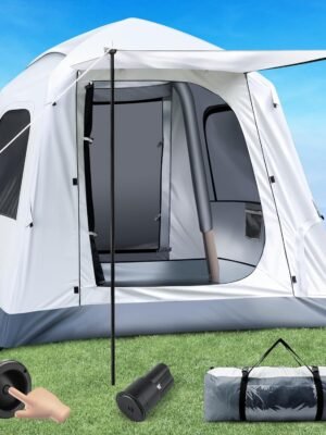 Easy Set up Inflatable Camping Tent 3-4 Person Glamping Outdoor Air Blow Up Tents, Waterproof Inflatable House Tent for Adults